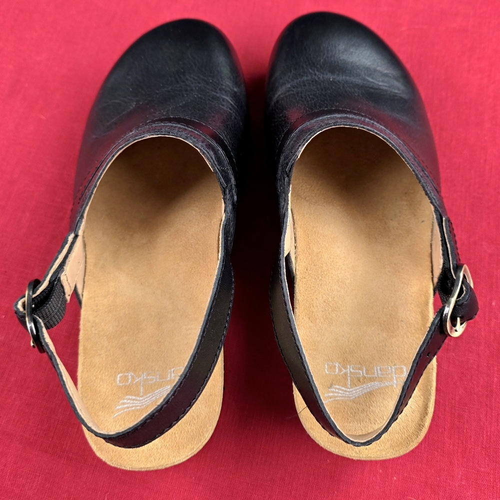 Dansko Tammy Slingback Clogs Leather & Wood, Stapled Construction - Picture 8 of 16